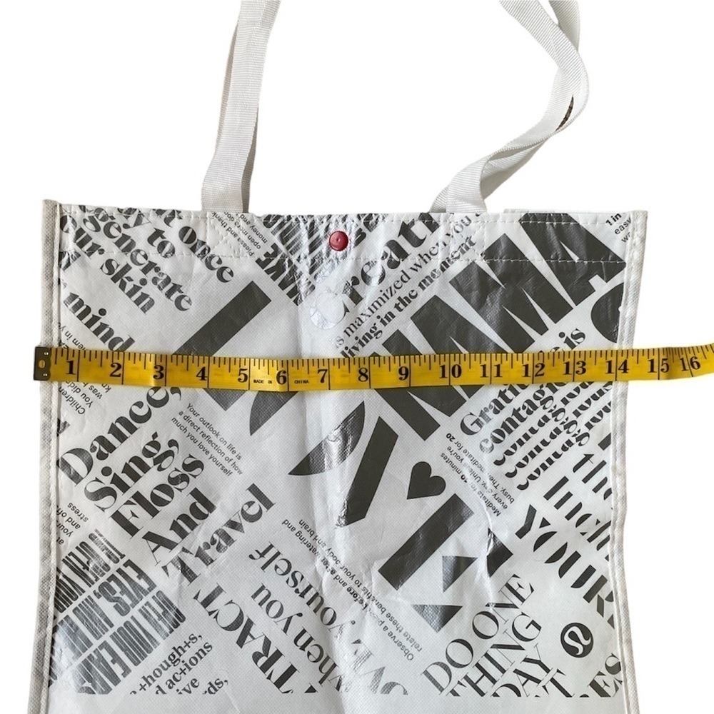 LULULEMON Reusable Tote Bag Gray/White Word Graphics - Picture 6 of 6